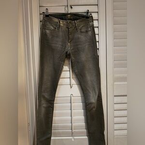 MOTHER (The Looker) Women's Metallic Gray Skinny Jeans